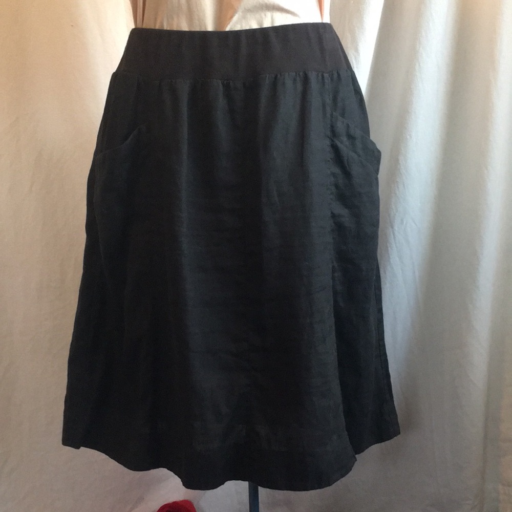 Eileen Fisher organic linen black skirt size M